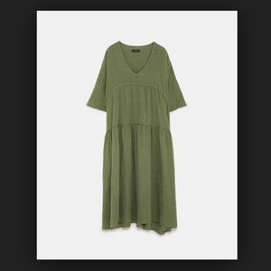 Green Linen Oversized Dress